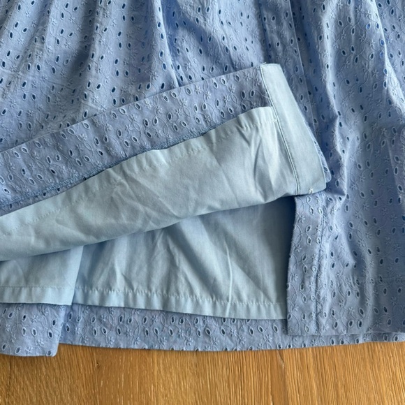 J. Crew Eyelet Dress Blue Size 10 Sleeveless Button Down Lined Mini Shirtdress - Picture 10 of 13